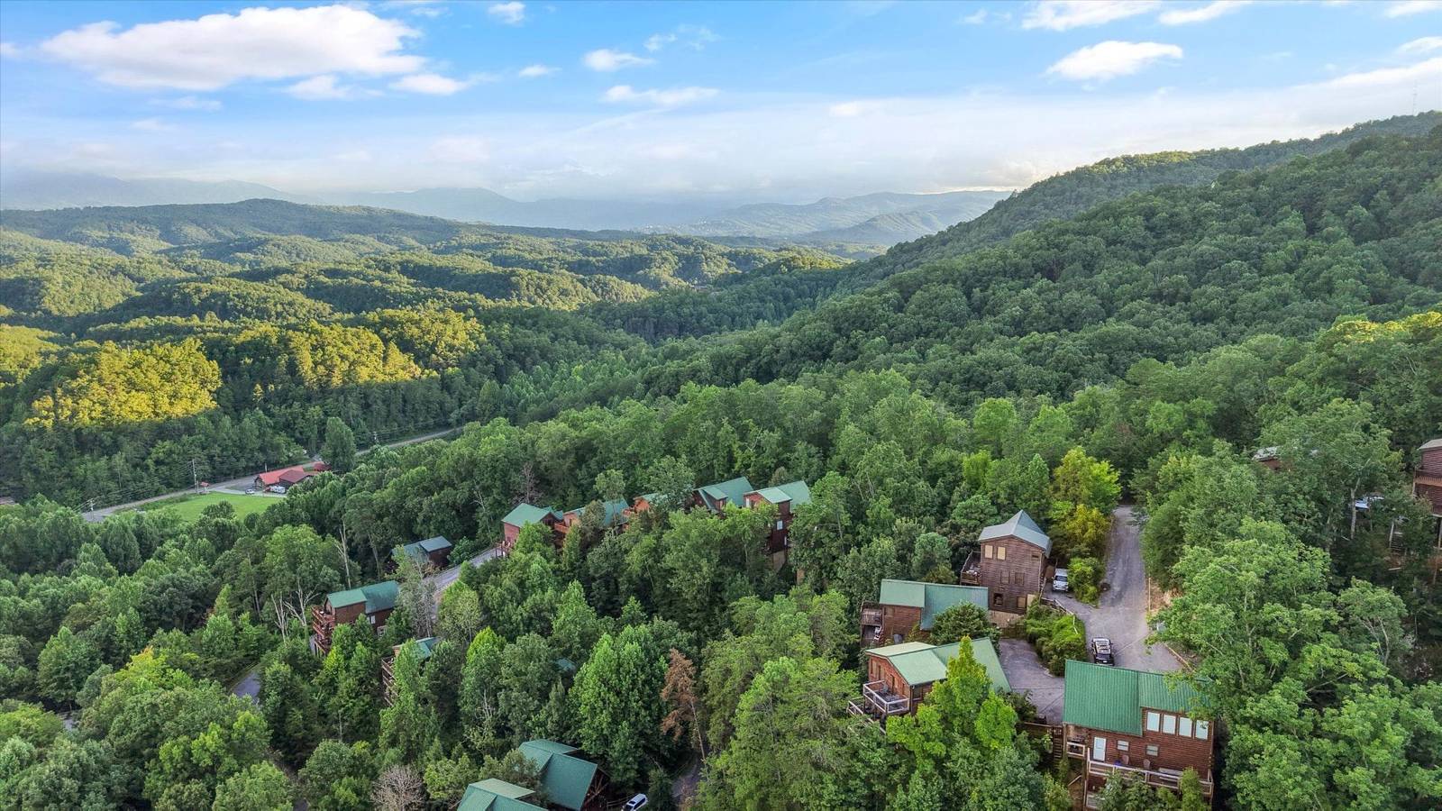 Tucked into the trees above the valley